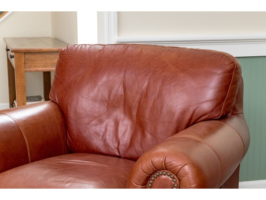LeatherTrend Upholstered Club Chair With Ottoman
