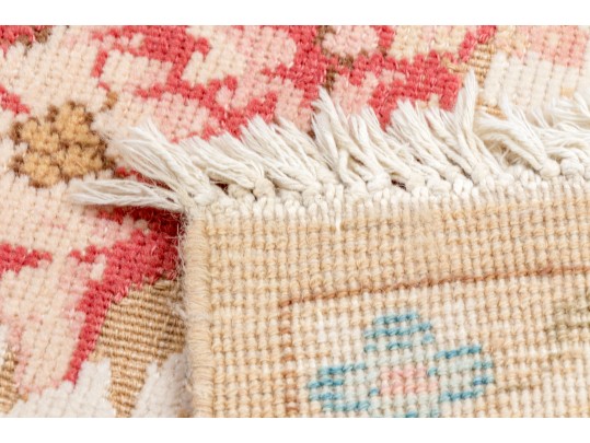 Pretty Wool Pink, Blue, And Beige Area Rug (11'10