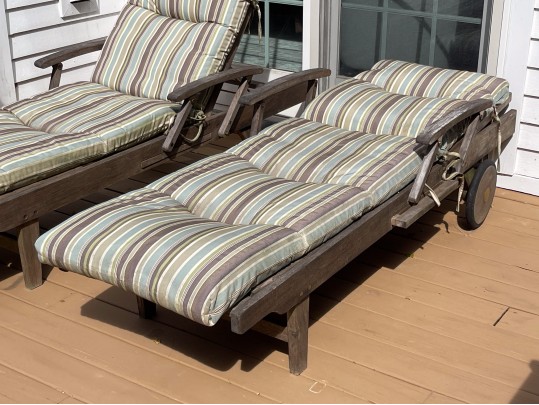 Pair Of Outdoor Classics Teak Chaise Lounges