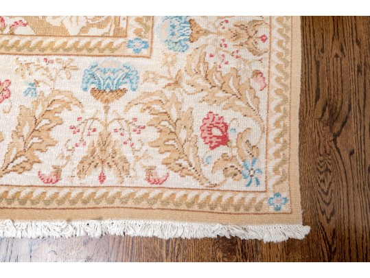 Pretty Wool Pink, Blue, And Beige Area Rug (11'10