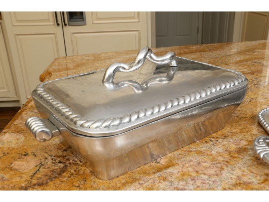 Collection Of 10 Mexican Aluminum Serving Pieces