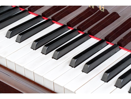 Young Chang Lacquered Mahogany Baby Grand Piano With Piano Bench