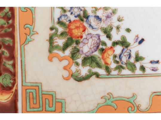 Decorative Castilian Ceramic And Brass Mounted Footed Tray