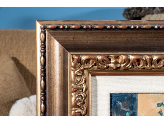 Signed Oil On Canvas, Street Scene In Front Of A Bistro