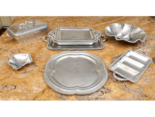 Collection Of 10 Mexican Aluminum Serving Pieces