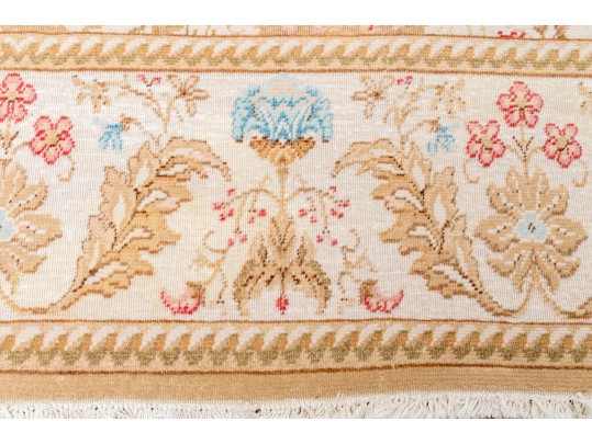 Pretty Wool Pink, Blue, And Beige Area Rug (11'10