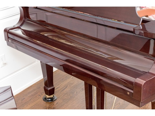 Young Chang Lacquered Mahogany Baby Grand Piano With Piano Bench