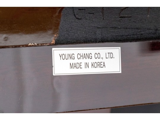Young Chang Lacquered Mahogany Baby Grand Piano With Piano Bench