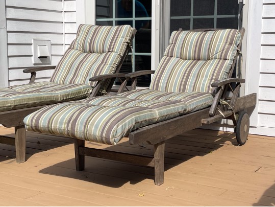 Pair Of Outdoor Classics Teak Chaise Lounges