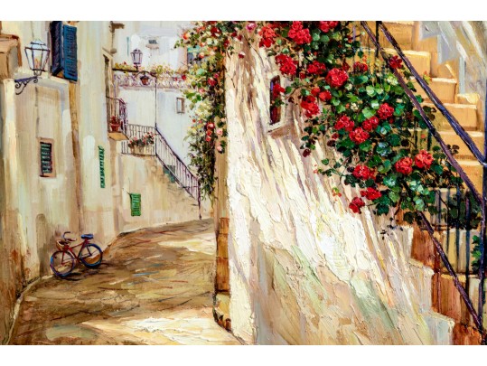 Younok Kim (South Korean, B. 1973) Oil On Canvas, Italian Alley