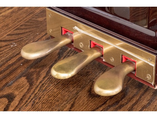 Young Chang Lacquered Mahogany Baby Grand Piano With Piano Bench