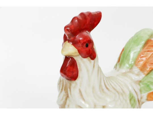 Trio Of Majolica Style Ceramic Roosters