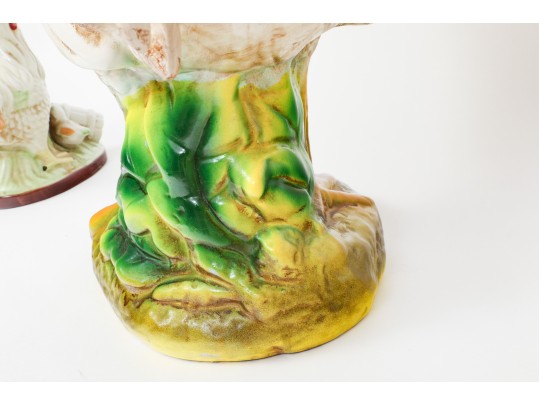 Trio Of Majolica Style Ceramic Roosters