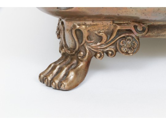 Decorative Castilian Ceramic And Brass Mounted Footed Tray