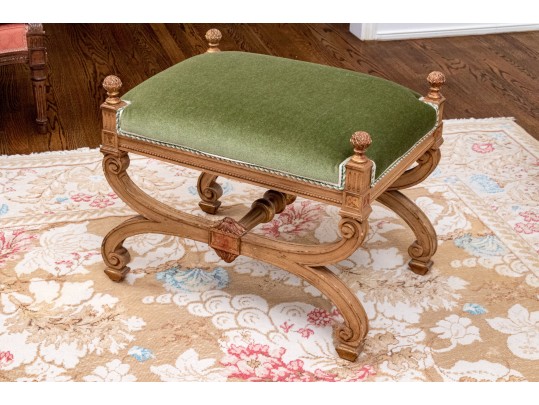 Schumacher Furnishings Neoclassical Style Upholstered Stool