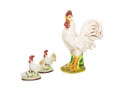Trio Of Majolica Style Ceramic Roosters