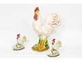 Trio Of Majolica Style Ceramic Roosters