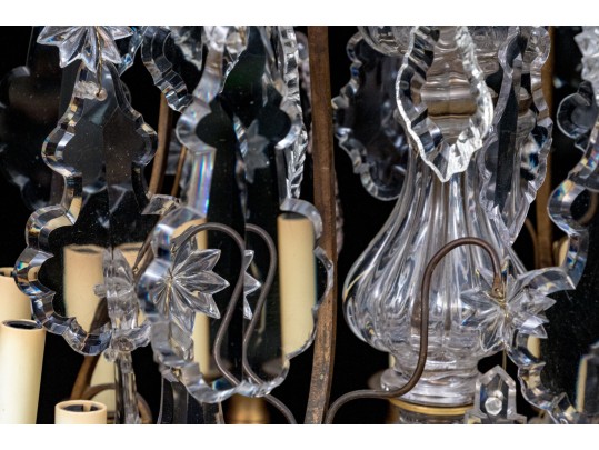 Marvelous Semi-antique Brass Sixteen Light Brass And Crystal Chandelier