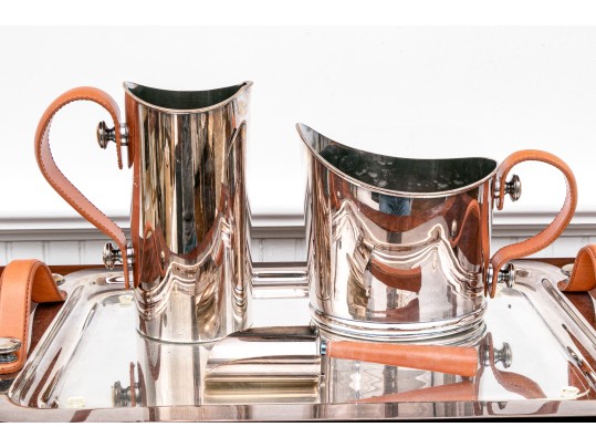Plata Lappas Argentina Silverplate And Leather Serving Set
