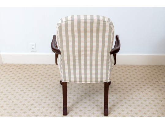 Queen Anne Style Mahogany Upholstered Armchair