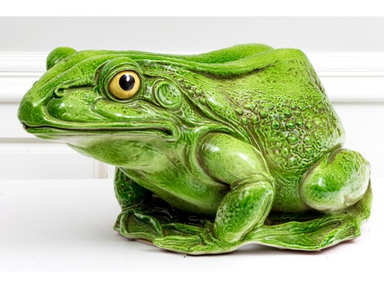 Massive Italian Hand-Painted Terracotta Frog