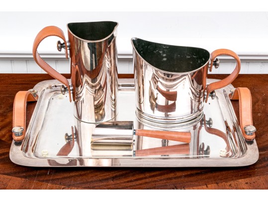 Plata Lappas Argentina Silverplate And Leather Serving Set