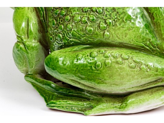Massive Italian Hand-Painted Terracotta Frog