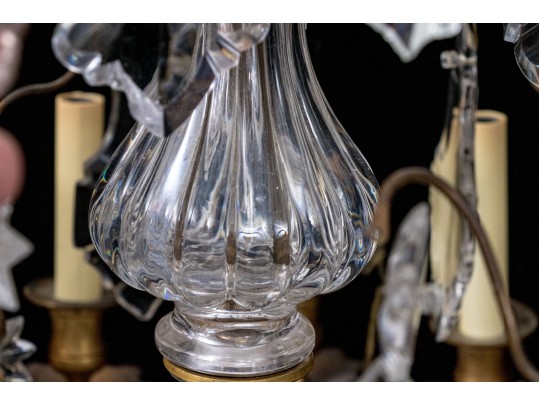 Marvelous Semi-antique Brass Sixteen Light Brass And Crystal Chandelier