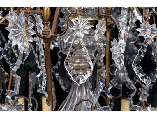 Marvelous Semi-antique Brass Sixteen Light Brass And Crystal Chandelier