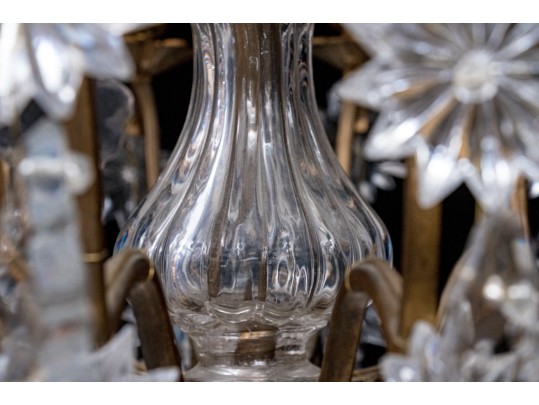 Marvelous Semi-antique Brass Sixteen Light Brass And Crystal Chandelier