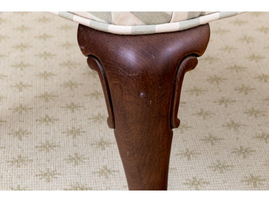 Queen Anne Style Mahogany Upholstered Armchair