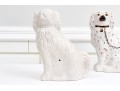 Pair Of Antique Staffordshire Hand-Painted Ceramic Spaniels, Ca. 1850-1885