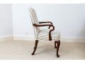 Queen Anne Style Mahogany Upholstered Armchair