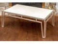 Mid-Century Modern Crema Marfil Top Cocktail Table