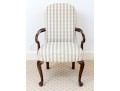 Queen Anne Style Mahogany Upholstered Armchair