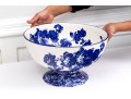 Large English Royal Doulton Footed Blue And White Ceramic Centerpiece Or Punch Bowl