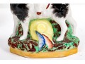 Pair Of English Hand-Painted Ceramic Figures Of Girls On Dogs