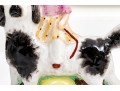 Pair Of English Hand-Painted Ceramic Figures Of Girls On Dogs