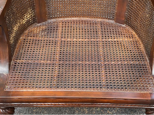 Persnickety British Colonial Style Caned Armchair