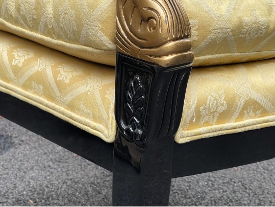 Pair Of Century Furniture. Egyptian Revival Black Lacquered Armchairs