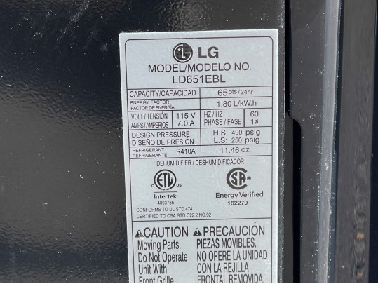LG Dehumidifier