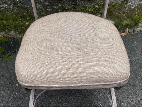 Art Nouveau Style Upholstered Wrought Iron Bistro Side Chair