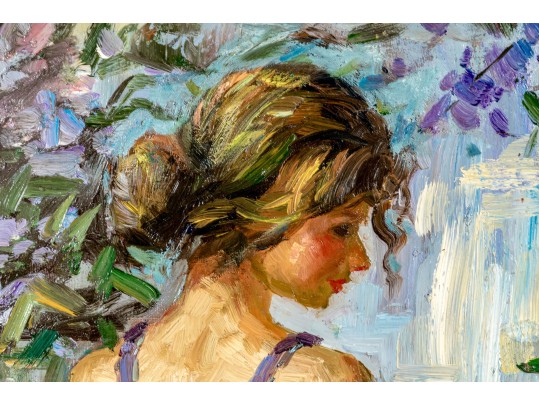 Signed Oil On Canvas, Woman At A Bar
