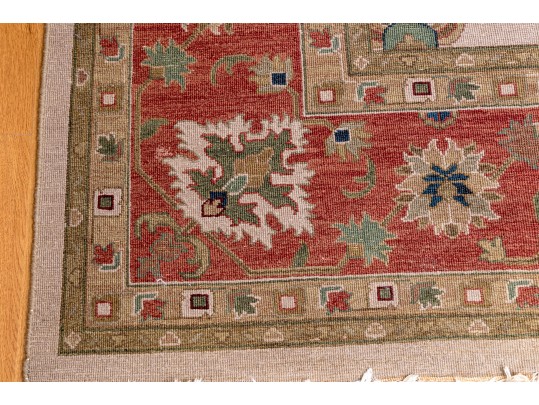 Hand Knotted Wool Flat Weave Indo-Persian Heriz Carpet, 14' X 10'