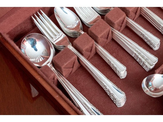 Holmes & Edwards Silver Plated Flatware Service With Storage Case