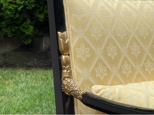 Pair Of Century Furniture. Egyptian Revival Black Lacquered Armchairs