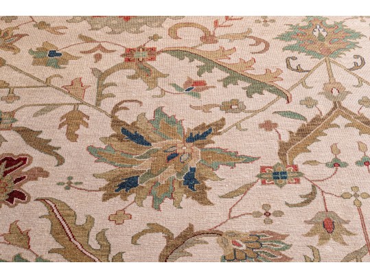 Hand Knotted Wool Flat Weave Indo-Persian Heriz Carpet, 14' X 10'