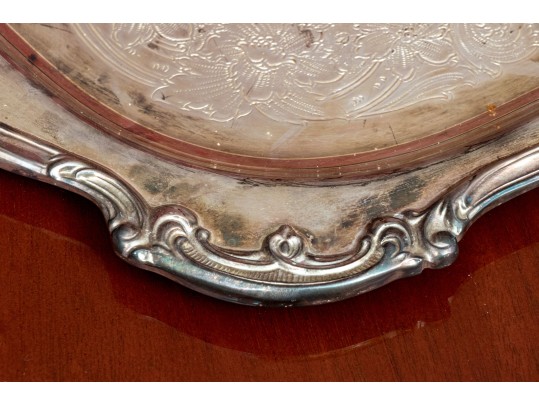 Gorham Brass Two Handled Serving Tray With Tarnish Resistant Silverplated Bowl