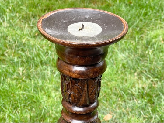 Decorative Set Of Three Carved Floor Pricket Candlesticks