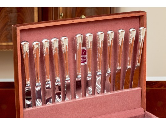 Holmes & Edwards Silver Plated Flatware Service With Storage Case
